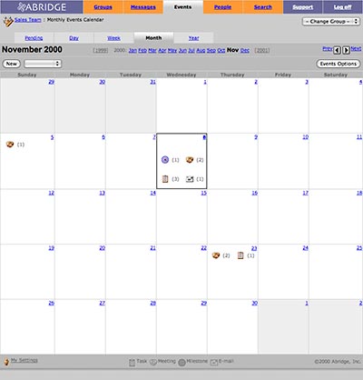 Abridge Project Manager: Calendar View