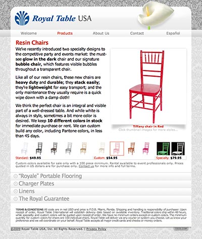 Royal Table USA: Product Information